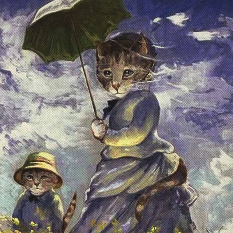 The cat with the parasol Monet Oil Painting Print on CanvasCat, oil painting, printNEW TOWN BAZAAR