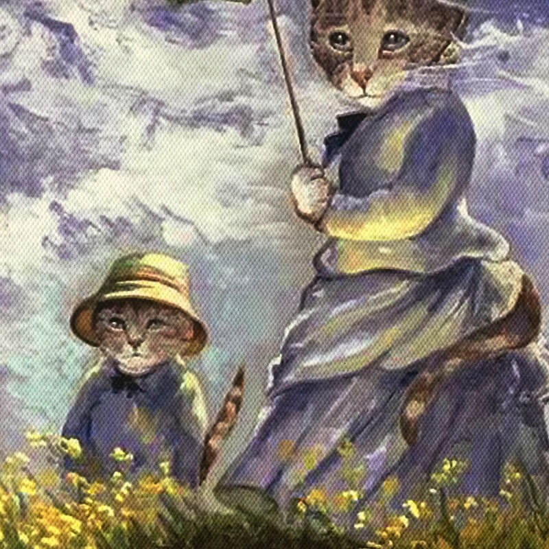 The cat with the parasol Monet Oil Painting Print on CanvasCat, oil painting, printNEW TOWN BAZAAR