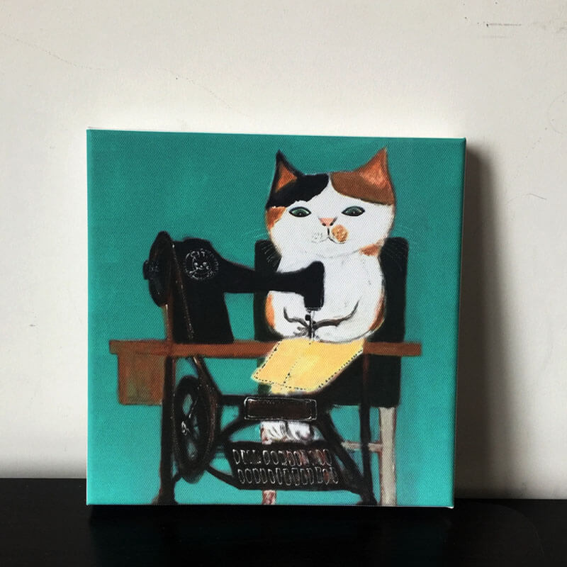 The Cat Tailor Oil Painting Print on CanvasCat, oil painting, printNEW TOWN BAZAAR