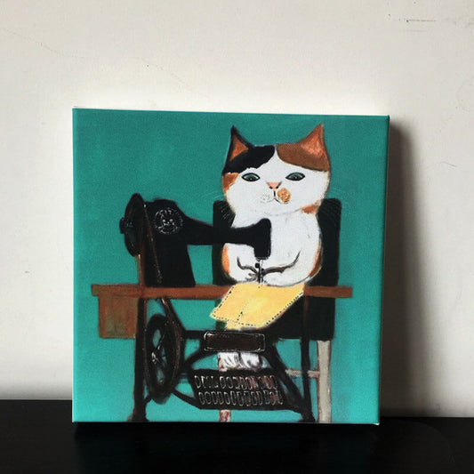 The Cat Tailor Oil Painting Print on CanvasCat, oil painting, printNEW TOWN BAZAAR