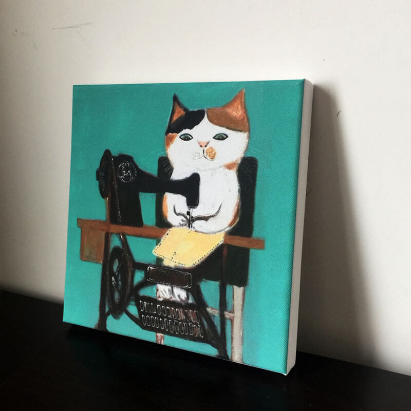 The Cat Tailor Oil Painting Print on CanvasCat, oil painting, printNEW TOWN BAZAAR