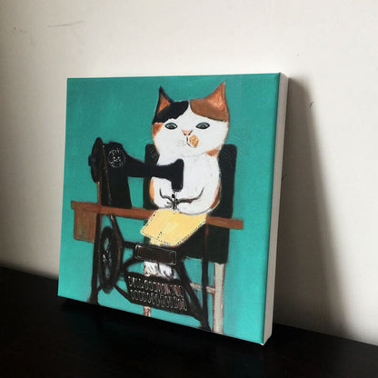 The Cat Tailor Oil Painting Print on CanvasCat, oil painting, printNEW TOWN BAZAAR