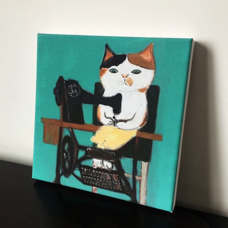 The Cat Tailor Oil Painting Print on CanvasCat, oil painting, printNEW TOWN BAZAAR