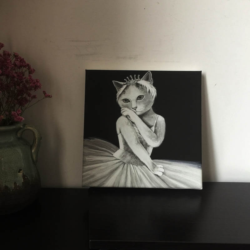 Ballet Cats - Audrey Hepburn Oil Painting Print Cat, oil painting, print NEW TOWN BAZAAR Arts & Entertainment
