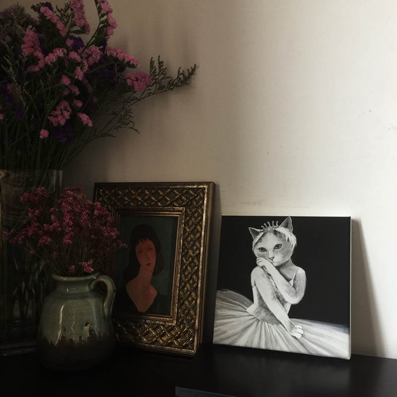 Ballet Cats - Audrey Hepburn Oil Painting Print Cat, oil painting, print NEW TOWN BAZAAR Arts & Entertainment