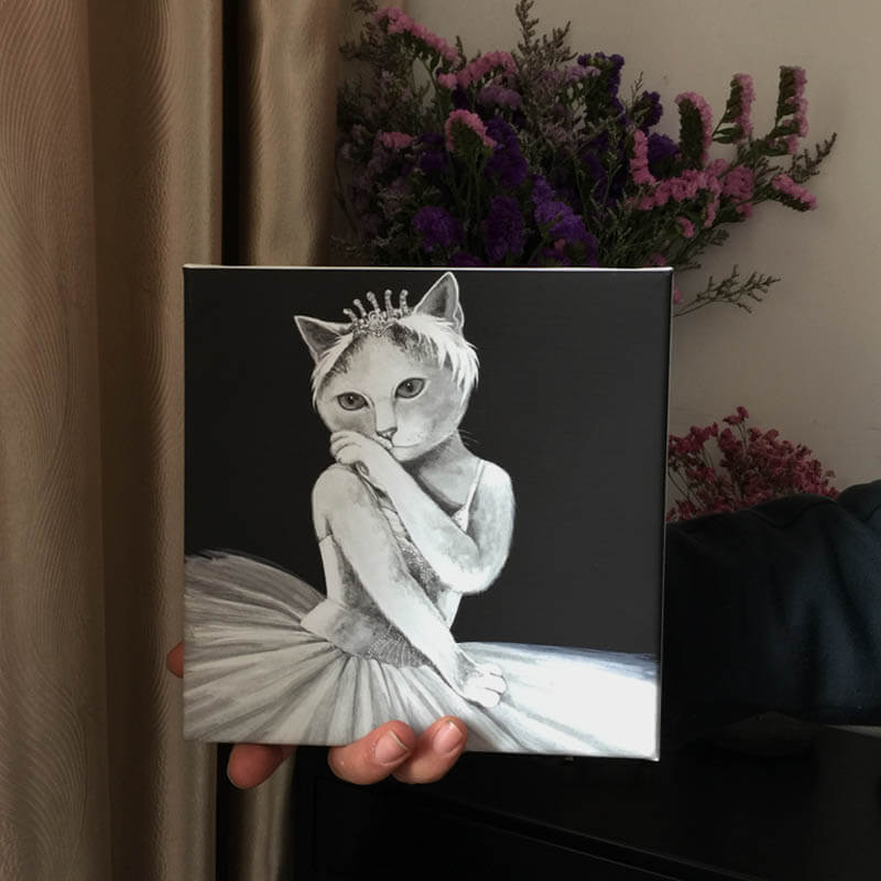 Ballet Cats - Audrey Hepburn Oil Painting Print Cat, oil painting, print NEW TOWN BAZAAR Arts & Entertainment