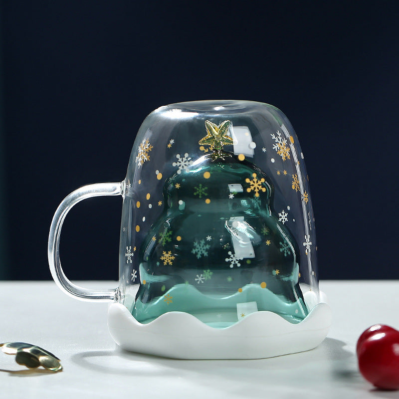 Christmas Themed Double Glass Mugbest, HOME CUPS & MUGSNEW TOWN BAZAAR
