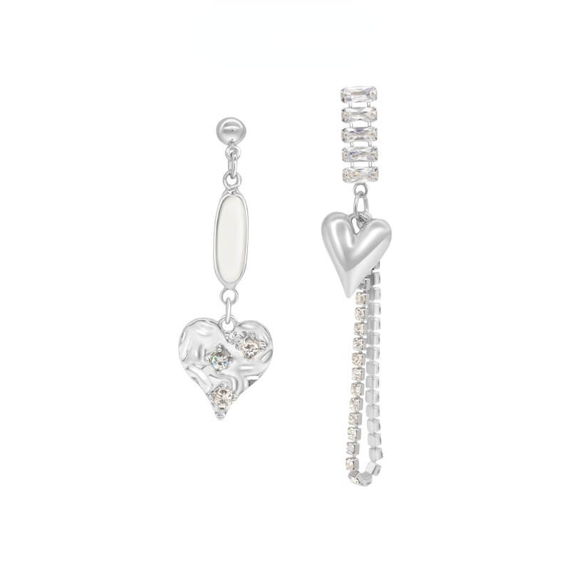 Asymmetric Heart Chain Earringsearrings, Jewelrymini starEarrings