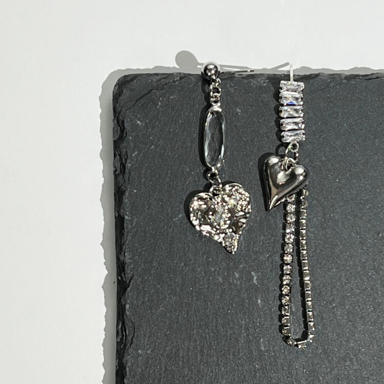 Asymmetric Heart Chain Earringsearrings, Jewelrymini starEarrings