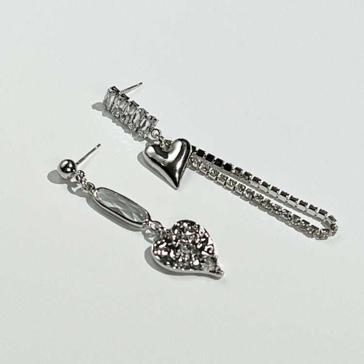 Asymmetric Heart Chain Earringsearrings, Jewelrymini starEarrings
