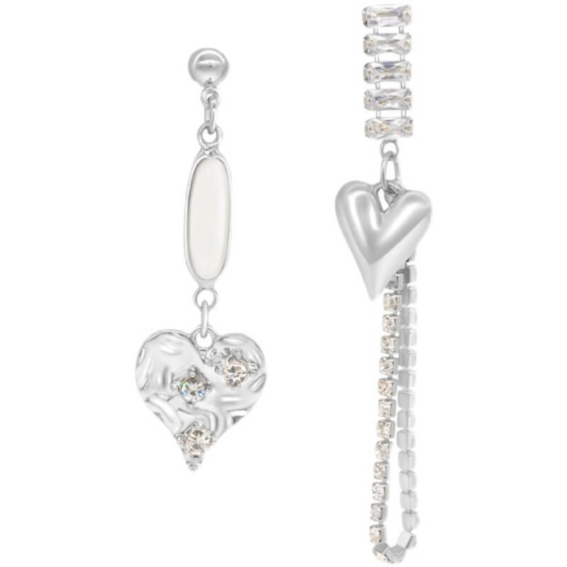 Asymmetric Heart Chain Earringsearrings, Jewelrymini starEarrings