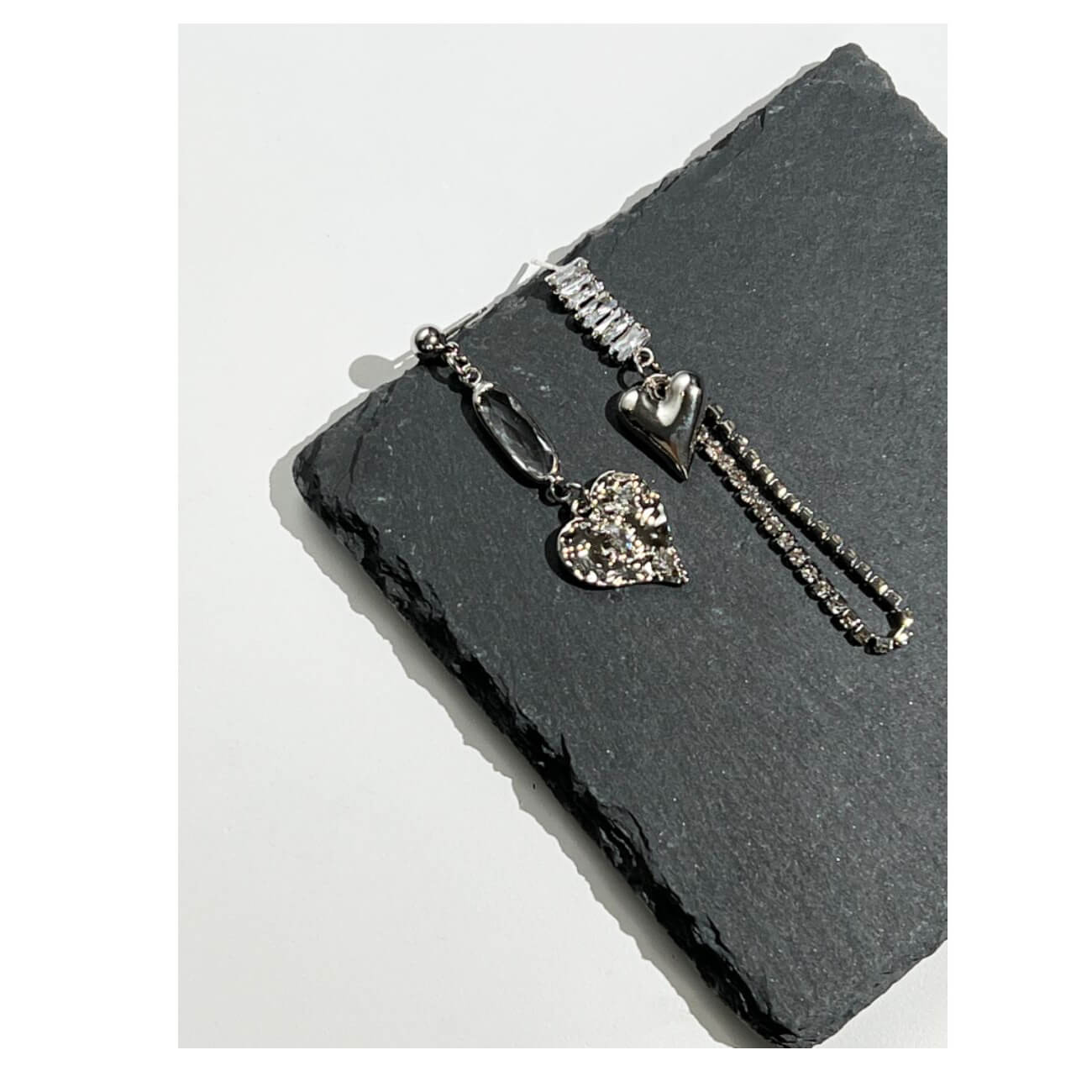Asymmetric Heart Chain Earringsearrings, Jewelrymini starEarrings