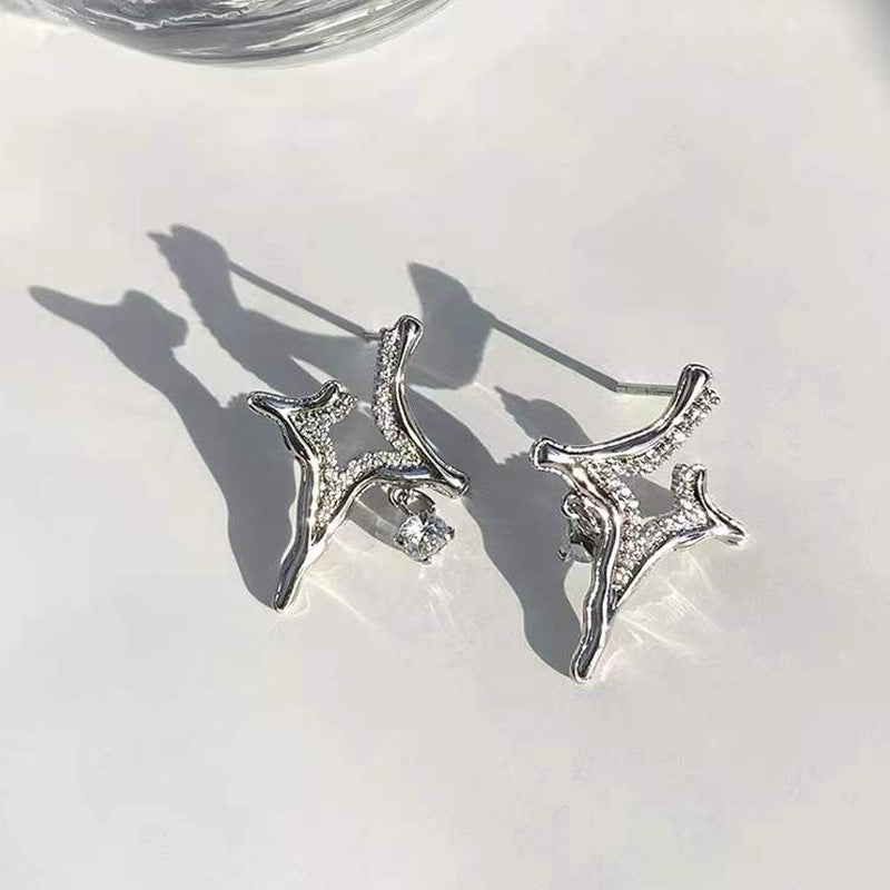 Diamond Inlaid Metal EarringsearringsNEW TOWN BAZAAR