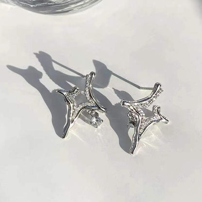 Diamond Inlaid Metal EarringsearringsNEW TOWN BAZAAR
