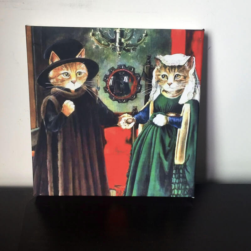 Arnolfini Cat Couple Oil Painting Print Cat, oil painting, print NEW TOWN BAZAAR Arts & Entertainment