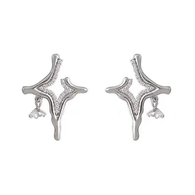 Diamond Inlaid Metal EarringsearringsNEW TOWN BAZAAR