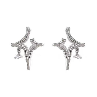 Diamond Inlaid Metal EarringsearringsNEW TOWN BAZAAR