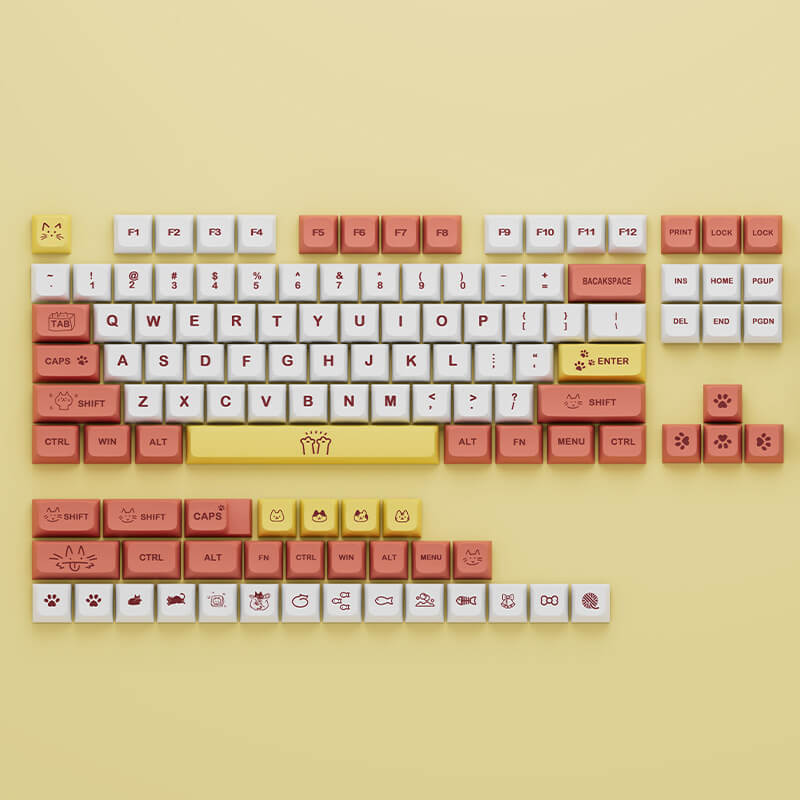 Cute Orange and Yellow Cat Pattern KeyboardKeyCapsNEW TOWN BAZAAR