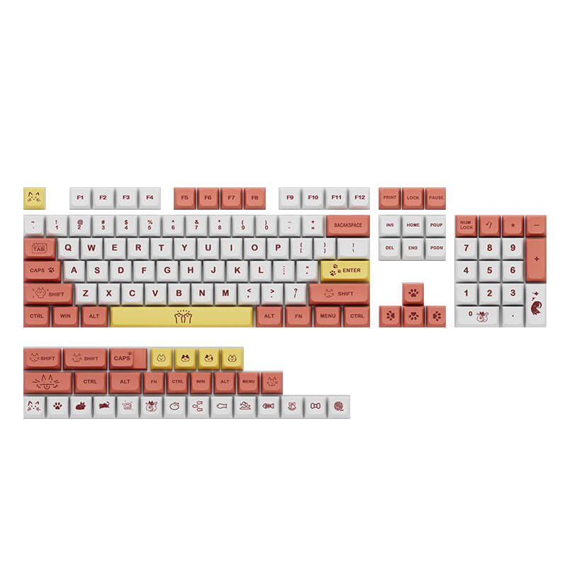 Cute Orange and Yellow Cat Pattern KeyboardKeyCapsNEW TOWN BAZAAR