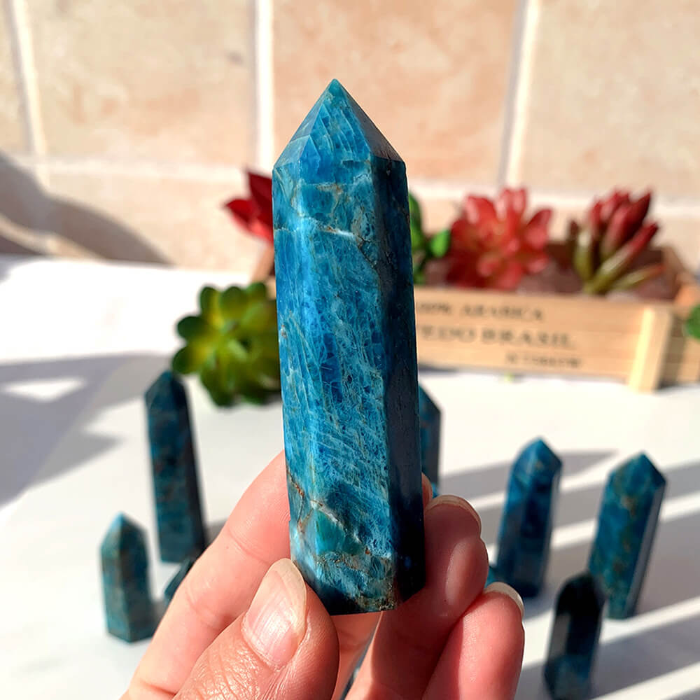 Natural Crystal Blue Apatite HexagonBlue, Blue Apatite Hexagon, Crystal, NaturalNEW TOWN BAZAAR