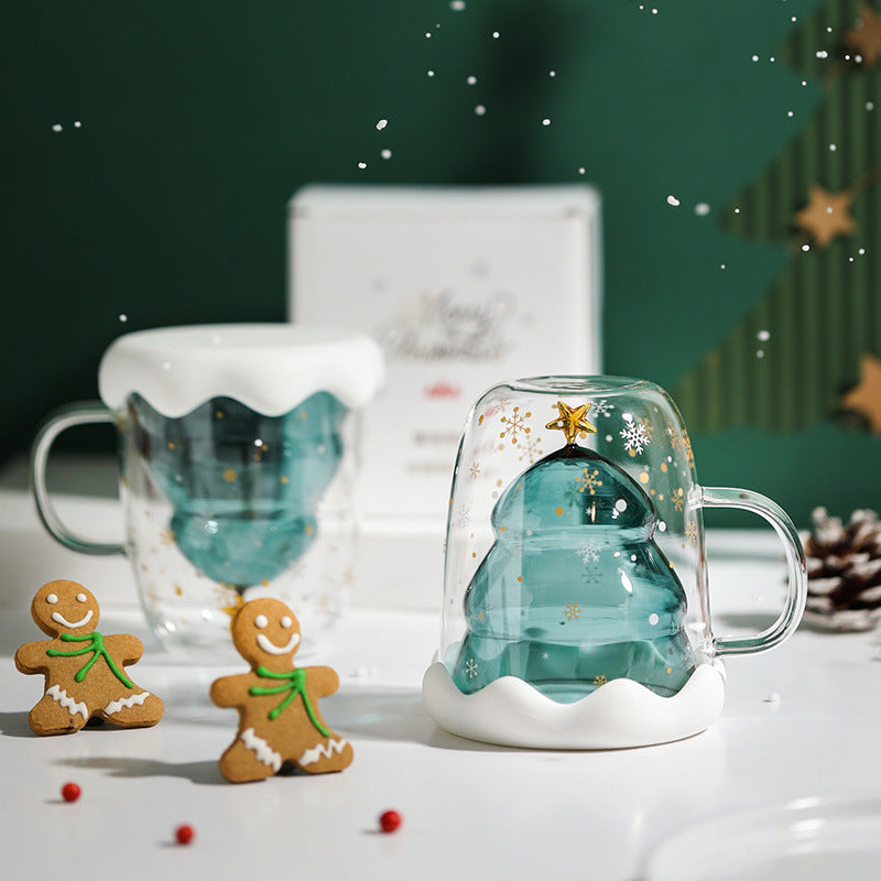 Christmas Themed Double Glass Mugbest, HOME CUPS & MUGSNEW TOWN BAZAAR