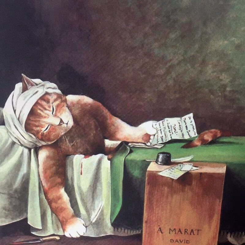 Death of a Mara cat Oil Painting Print on CanvasCat, oil painting, printNEW TOWN BAZAAR