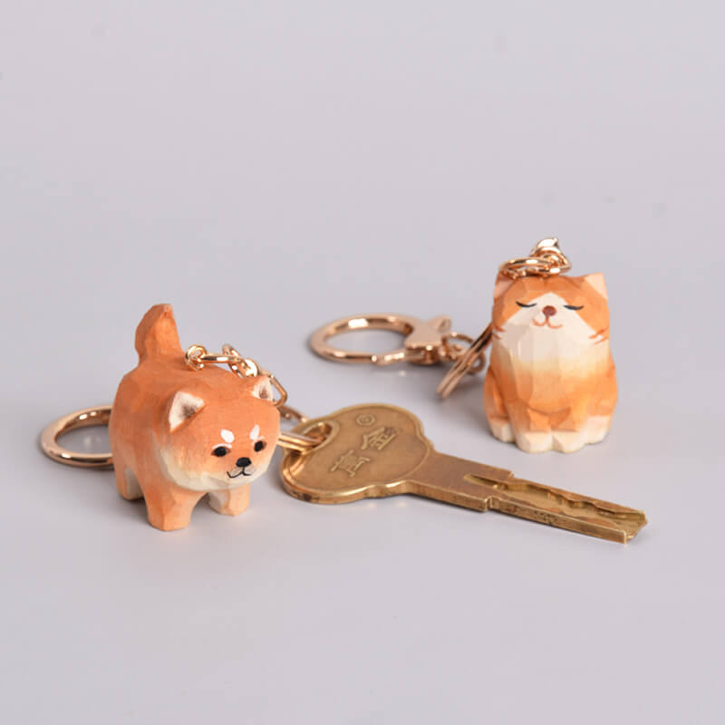 Orange Cat and Shiba Inu KeychainKeychains, StationeryNEW TOWN BAZAAR