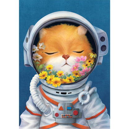 Cute Flower Cosmonaut Cat Jigsaw PuzzleTOINEW TOWN BAZAAR