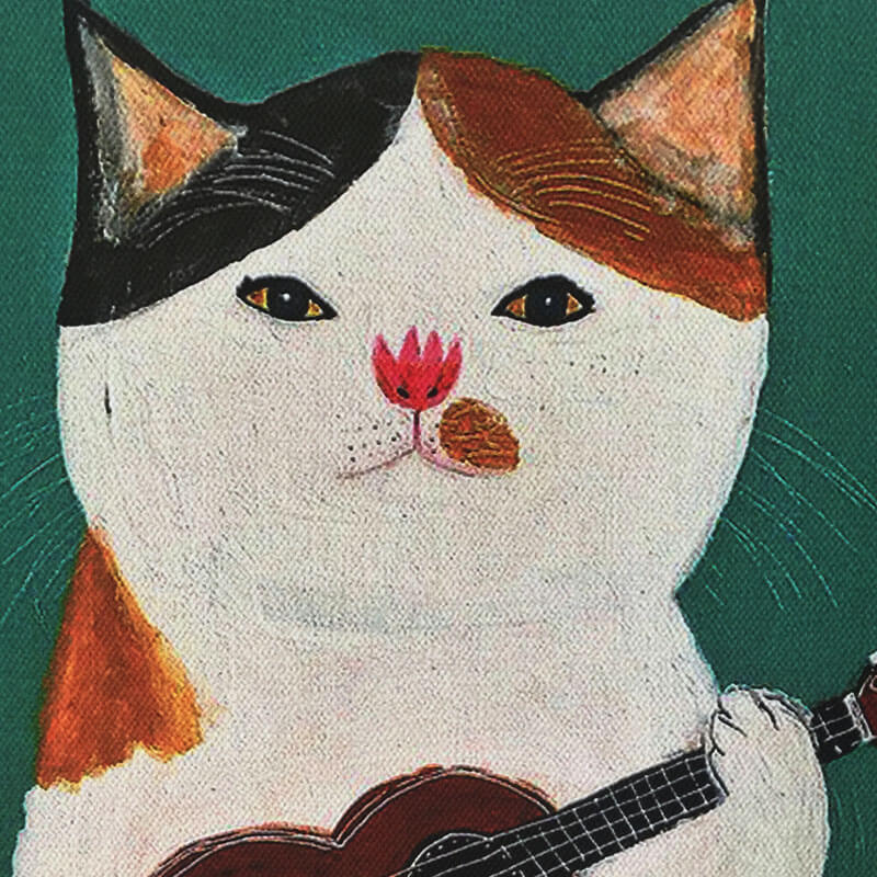 Cat Playing Guitar Oil Painting Print Cat, oil painting, print NEW TOWN BAZAAR Arts & Entertainment
