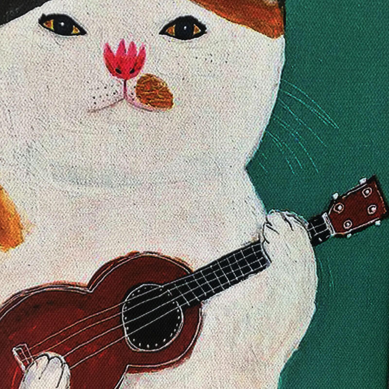 Cat Playing Guitar Oil Painting Print Cat, oil painting, print NEW TOWN BAZAAR Arts & Entertainment