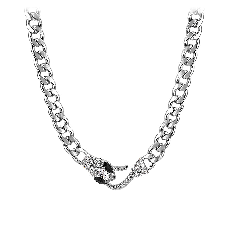 Dark Necklace with Rhinestones