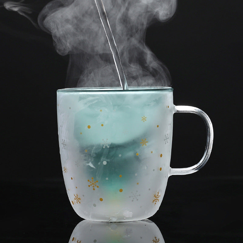 Christmas Themed Double Glass Mugbest, HOME CUPS & MUGSNEW TOWN BAZAAR
