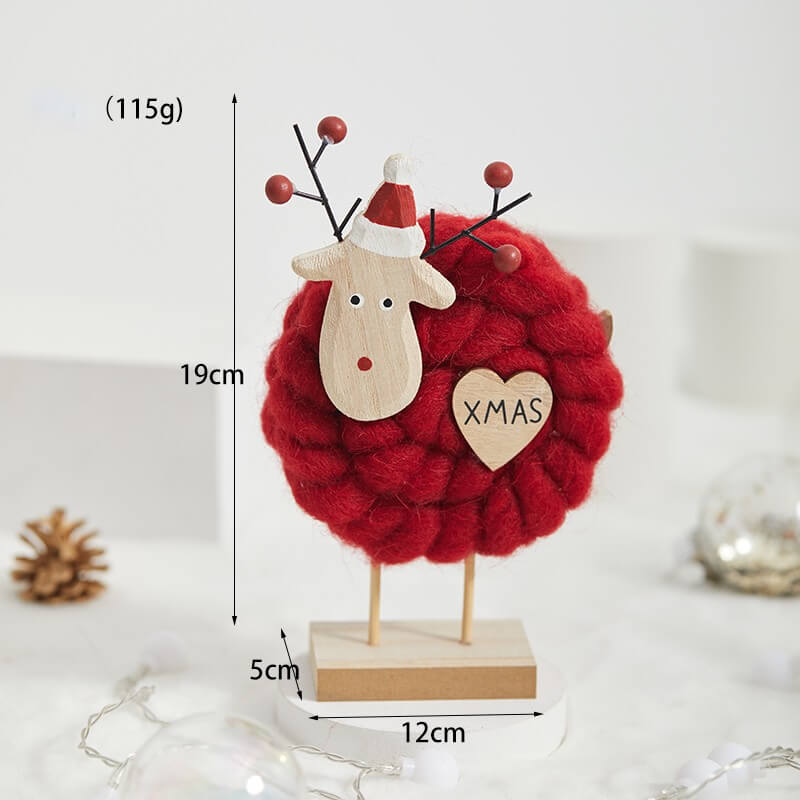 Christmas Elk Shaped Wood Felt OrnamentNEW TOWN BAZAAR