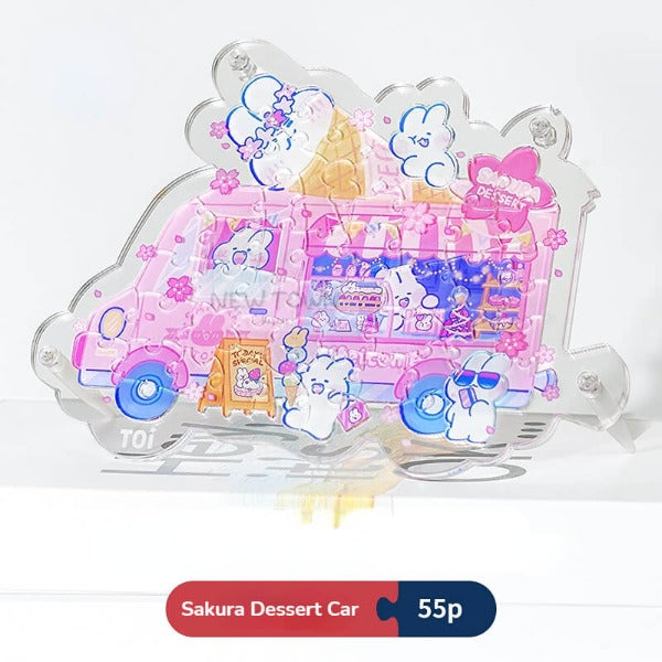 Lovely mongmong Sakura Icecream Car Acrylic Puzzle