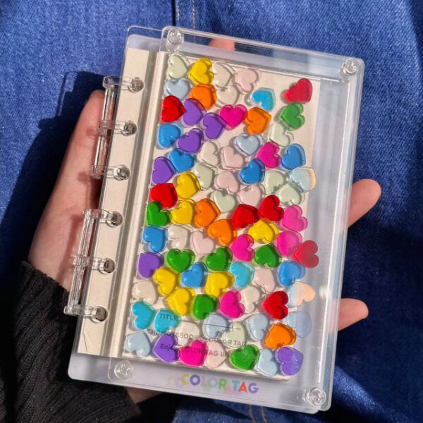 DIY Journal Acrylic Heart Transparent Quicksand Particle Cover