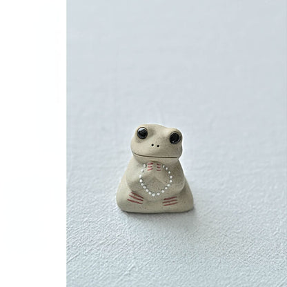 Tea Pet Zen Buddhist Ceramic Lotus Leaf Frog Ornament