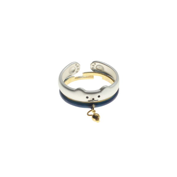 Cat Frosted Drip Glaze Bell Open Ring