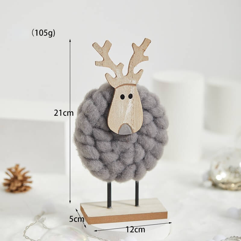 Christmas Elk Shaped Wood Felt OrnamentNEW TOWN BAZAAR