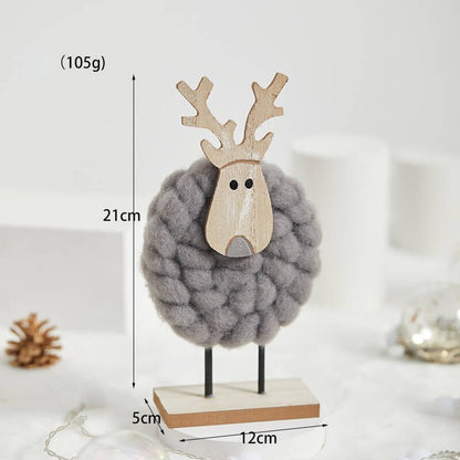 Christmas Elk Shaped Wood Felt OrnamentNEW TOWN BAZAAR