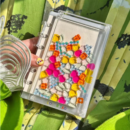 DIY Journal Acrylic Heart Transparent Quicksand Particle Cover