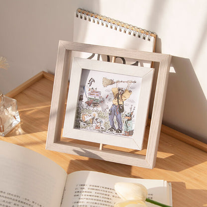 Cadre Photo Cadre Spécimen En Bois Rotatif Carré Double Face Transparent