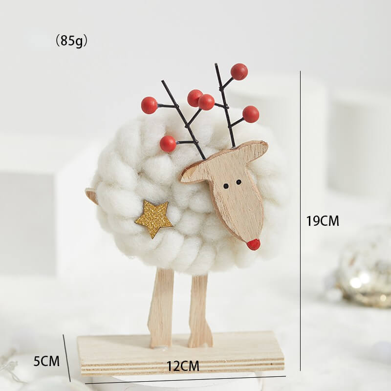 Christmas Elk Shaped Wood Felt OrnamentNEW TOWN BAZAAR