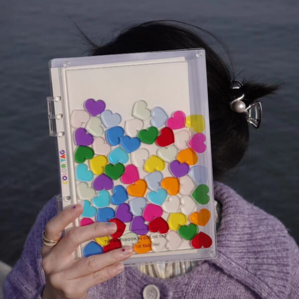 DIY Journal Acrylic Heart Transparent Quicksand Particle Cover