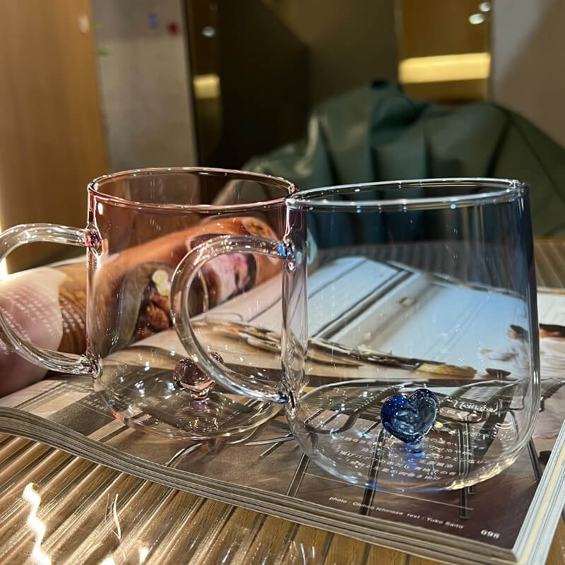 Matching Cups Simple Heart Glass Couple Cups