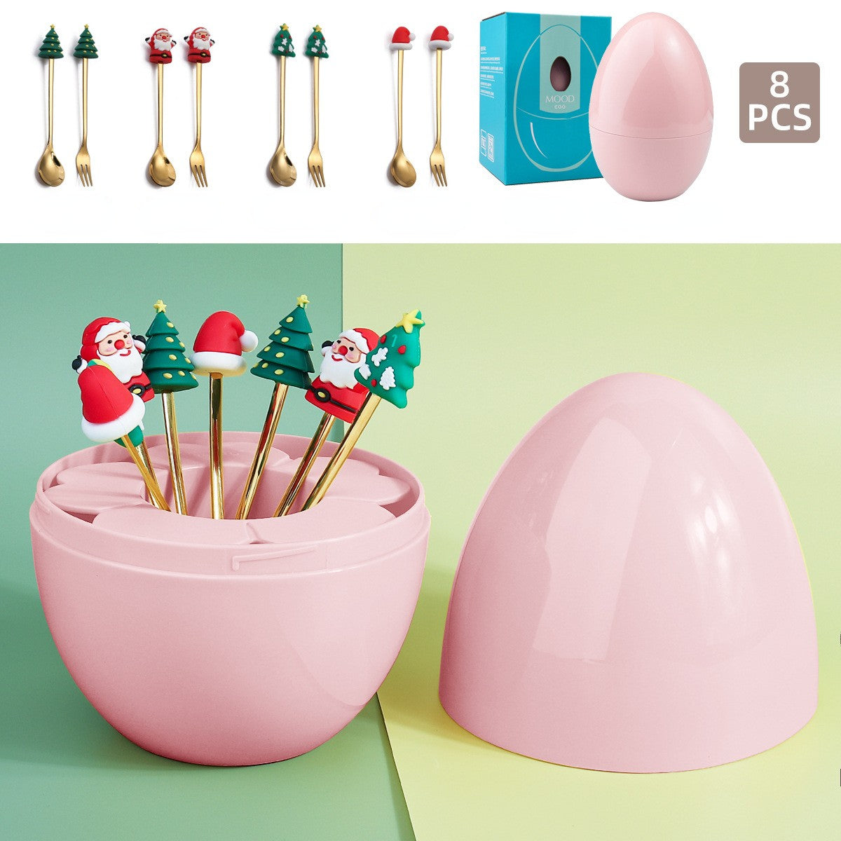Christmas Dessert Egg-Shaped Cutlery SetChristmas, kitchenNEW TOWN BAZAAR