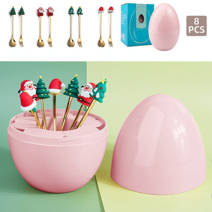 Christmas Dessert Egg-Shaped Cutlery SetChristmas, kitchenNEW TOWN BAZAAR