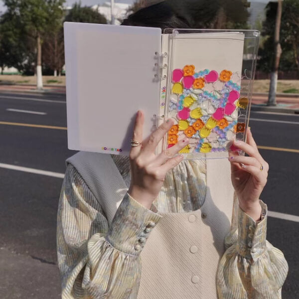 DIY Journal Acrylic Heart Transparent Quicksand Particle Cover