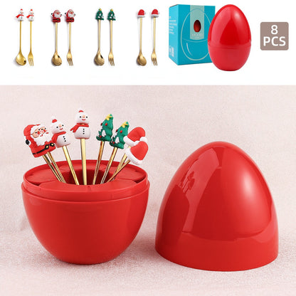 Christmas Dessert Egg-Shaped Cutlery SetChristmas, kitchenNEW TOWN BAZAAR