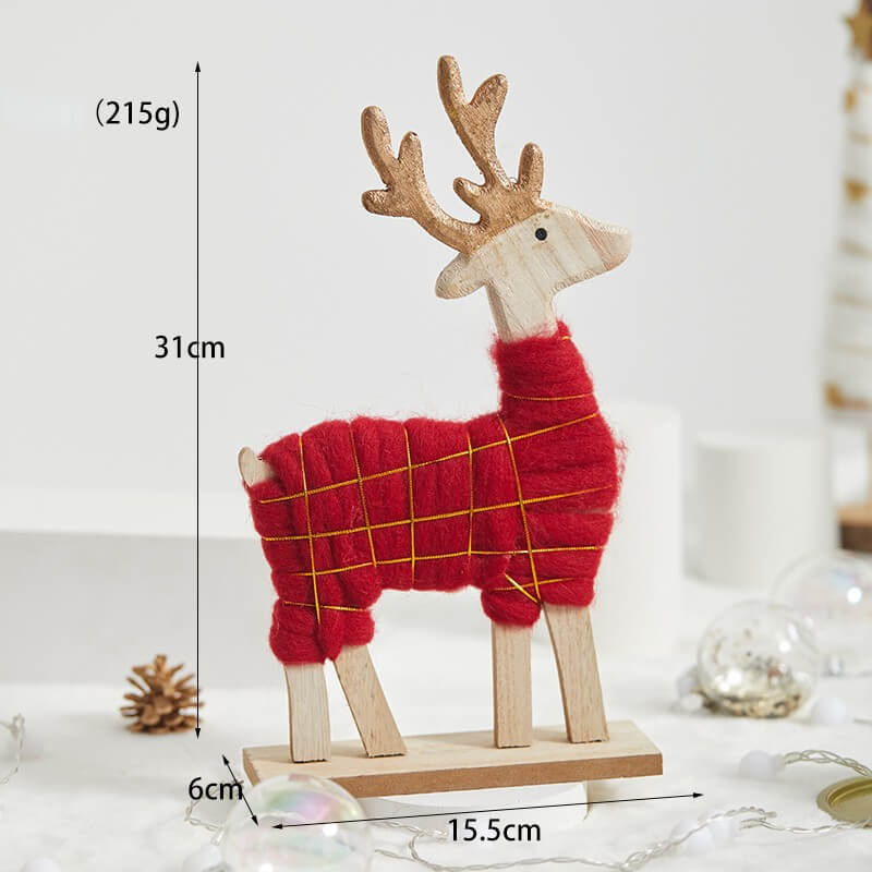 Christmas Elk Shaped Wood Felt OrnamentNEW TOWN BAZAAR