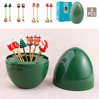 Christmas Dessert Egg-Shaped Cutlery SetChristmas, kitchenNEW TOWN BAZAAR